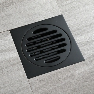 Latón negro 10 x 10 cm ducha suelo de drenaje baño baño Invisible cubierta de drenaje cuadrado de residuos de drenaje