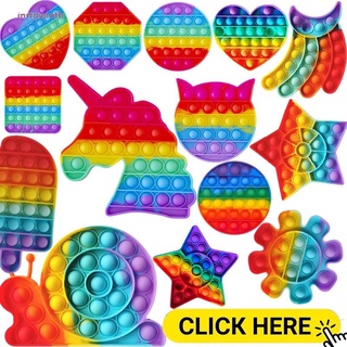 rainbow color pop fidget juguete push it burbuja antiestrés sensorial juguete para adultos niños prensa para matar el tiempo y aliviar