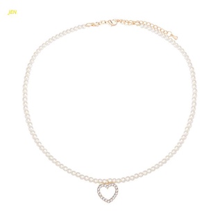 Jen collar con colgante De corazón Delicado De lujo Simulado perla Chian collar Para mujer collar ajustable fiesta joyería regalos