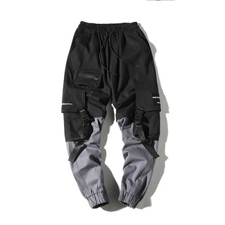 pantalones hip hop para hombre estilo coreano/pantalones casuales casuales/pantalones negros