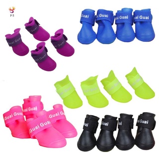púrpura s, zapatos para mascotas botines de goma perro botas de lluvia impermeable