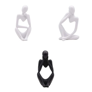 3x escultura de pensador artesanía creativa estatuilla de escritorio estatuas para el hogar decoración