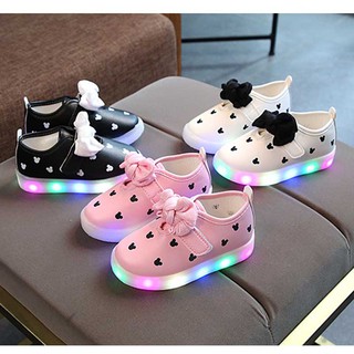 [Dudubaba] zapatos transpirables con lazo de luz LED para bebé/niña