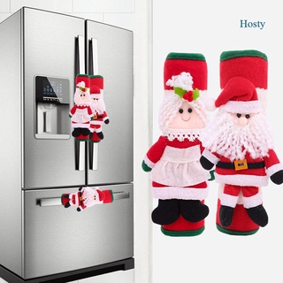 2 unids/Set de navidad refrigerador mango cubierta de tela Santa cocina horno microondas nevera puerta puerta Protector manija cubierta