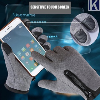 (momodin) 2021 nueva moda zip pantalla táctil impermeable guantes espesar lana al aire libre ciclismo guantes