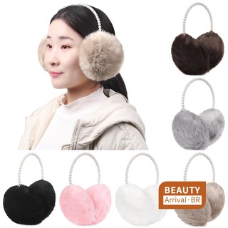 Beauty invierno mujeres perla esponjosa gruesa nieve al aire libre cálido orejeras calentadores de oídos/Multicolor