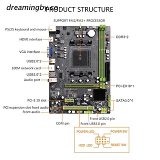dreamingby.co a88 placa base cpu fm2/fm2+ pci-e 2 x ddr3 ranura de memoria nvme m.2 para pc de escritorio