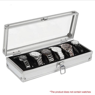 caja de almacenamiento de 6 rejillas para relojes de joyería, caja de almacenamiento de aluminio