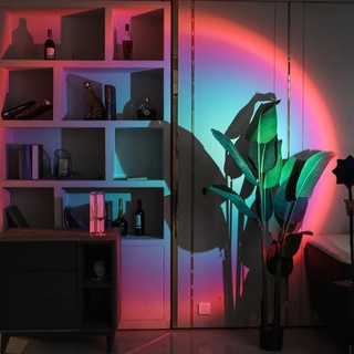 🍊Yann🍊 Fondo MINI lámpara de fotografía arco iris proyector USB atardecer luz dormitorio decoración atmósfera moda LED luces luz de noche (3)