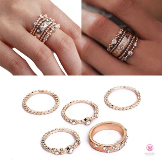 5 unids/set apilable anillo mujeres niñas cristal dedo anillos conjunto de joyería