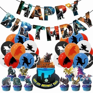 27 unids/set godzilla globos decoración para cumpleaños tema fiesta banner toppers regalo