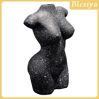 [BLESIYA] Resina femenina florero de cuerpo de resina plantas maceta mujer estatuas adorno decoraciones negro