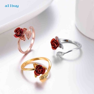 Allbuy anillo De Rosa abierto con Flores ajustables Para boda/regalo