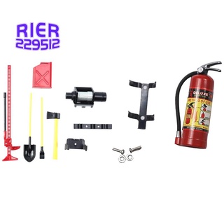 2 Set RC Car Part: 1 Set Luggage Rack Winch Shovel Fuel Tank Ax Decoration & 1 Set Metal Mini Fire Extinguisher