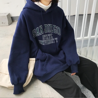 Sellda - sudadera con capucha de manga larga para mujer, diseño de letras inglesas, diseño de ulzzang