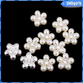 10 botones de espalda plana de diamantes de imitación, adornos de espalda plana, 22 mm, pegamento de perlas de cristal en accesorios de metal para manualidades, boda