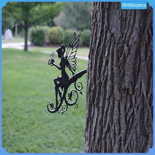decoración de jardín al aire libre arte de metal hada silueta escultura adorno para el hogar