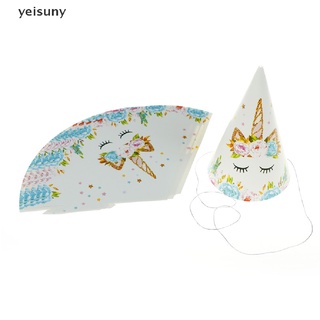 [yei] 6pcs unicornio tema tapas de papel cumpleaños sombreros para niños fiesta de cumpleaños decoración 586co
