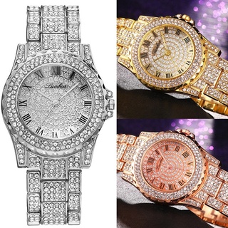 Reloj De Pulsera De Cuarzo Con Diamantes De Lujo Para Mujer/De Oro Rosa Cristal Brillante