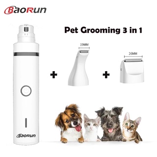 Baorun 3 En 1 Máquina De Aseo Para Mascotas Perro Gato Pelo trimmer USB Recargable Clippers Rectificado Uñas Pie