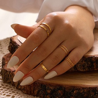 conjunto de anillos simples oro plata aleación vintage joyería 10 unids/set