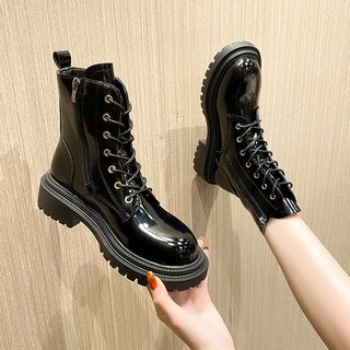 Black thick-soled Martin boots women s trendy ins cool spring and autumn single boots 2021 new autumn thin boots super fire short boots
