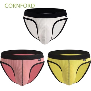 CORNFORD Breathable Men Thong Comfortable U Convex Screw Thread Panties Letter Underpants Underwear Low-waist Soft Simple y Briefs/Multicolor