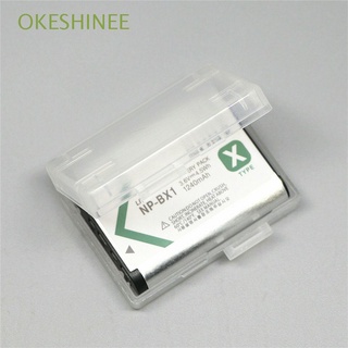 okeshinee cubierta de almacenamiento transparente caja de plástico duro batería protectora nuevo organizador titular de la batería útil caso de la cámara