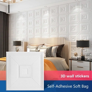 bajo precio decoración de pared 3d pegatina de espuma suave bolsa impermeable tv fondo de pared sala de estar dormitorio autoadhesivo papel pintado 3d pegatinas