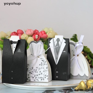 yoyohup 20 unids/lote de novia y novio vestidos de boda caja de caramelos bolsas de regalo diy boda decoración co