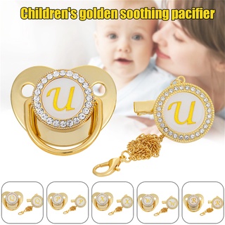 Chupón de 26 letras para bebé/chupón/chupón/clips de silicona para niños/pezón dorado bling/newborn/chupón