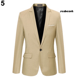Los hombres de la moda Slim Fit Formal de un botón traje Blazer abrigo chamarra Outwear Top (8)