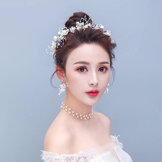 super hada novia hadas perla nuevos accesorios para el cabello estilo coreano simple princesa diadema oreja clip pendientes vestido de novia tocado