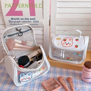 PATTERNFOLD Cute Makeup Bags Large Capacity Travel Organizer Cosmetic Bag Women Toiletry Bag Portable Transparent PU Reusable Wash Bags