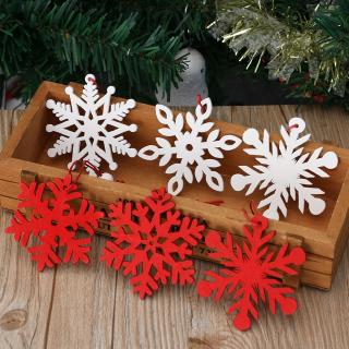 6 unids/pack de madera rojo copos de nieve colgantes de navidad adornos para decoraciones de fiesta árbol de navidad (6)