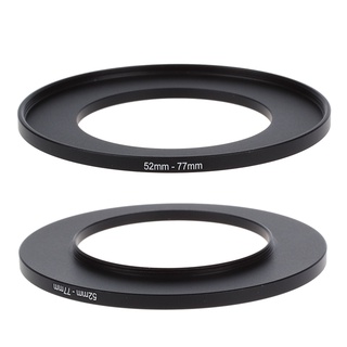 2 piezas de lente de cámara de paso hacia arriba filtro negro adaptador anillo Metal paso arriba anillo de filtro adaptador para cámara, 72 mm-77 mm y 52 mm-77 mm
