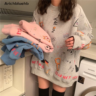(arichbluehb) sudadera de impresión de las mujeres suelta camiseta camisetas de manga larga tops camiseta jersey holgado en venta