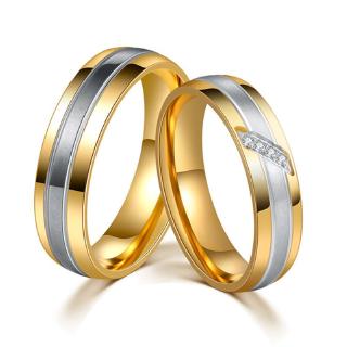 Vnox Anillo De bodas chapado en oro anillo De pareja joyería regalo