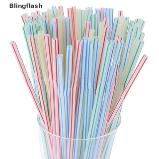 Blingflash 100 pajitas desechables de plástico Flexible pajitas de rayas arco iris pajitas para beber MY