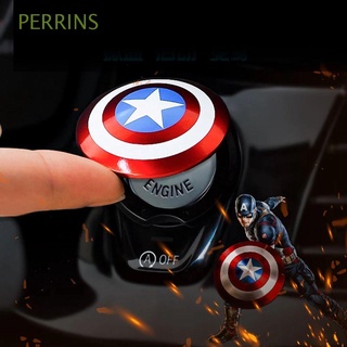 PERRINS Auto Interior Decoration Marvel Captain America Car-styling Start Stop Button Protective Car Start Decorative Circle Start Button Decorative Car Accessories Ignition Device Switch Decorative Car Decorative Car 3D Sticker Engine Start Cover