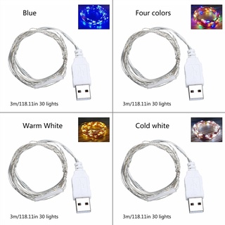 Flgo 3m 30 LED USB cadena de luces de alambre de plata guirnalda impermeable de hadas de la lámpara de navidad boda fiesta decoración