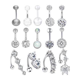 Belly Button Rings ,14 Gauge Stainless Steel Dangle Reverse Barbells Piercing Body Jewelry Kit Dangle for Women Teen Girls