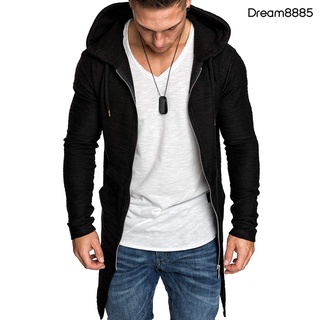 [dm mjkt] hombres con cremallera slim fit bolsillo con capucha media longitud outwear abrigo chaqueta chaqueta cardigan (6)