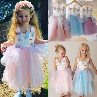 Vestido de unicornio para niñas, diseño de princesa arco iris, disfraz de fiesta para niñas, navidad, Halloween, Pony, disfraz
