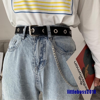 (littleboss2018) mujer Punk cadena moda cinturón ajustable cintura con ojales cadena cinturón Simple (1)
