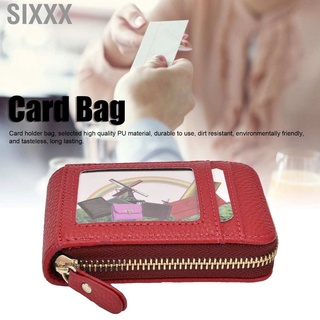 Sixxx bolsa de tarjeta de crédito con cremallera Mini portátil antimagnética tarjeta de identificación titular monedero (9)