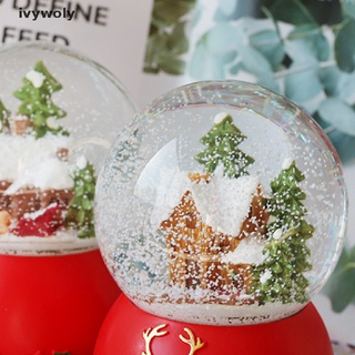 ivywoly navidad casa de madera bola de nieve bola de cristal giratoria caja de música decoración co