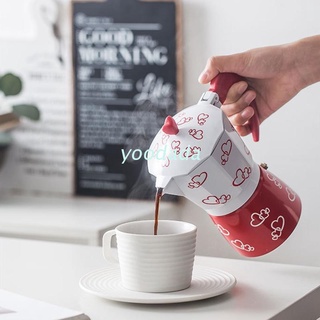 Yoo corazón rojo impreso Cafetera de aleación de aluminio Moka olla Espresso Mocha Latte Percolator filtro Cafetera