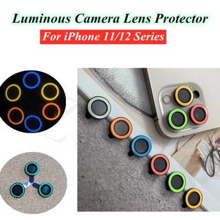 Protector de lente de cámara luminoso iPhone 12 13 Pro Max iPhone 11 Pro Max 12 13 Mini vidrio templado anillo de Metal Protector iPhone