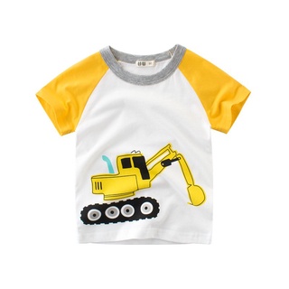 verano ropa de los niños ins niños coreanos de manga corta camiseta niño cuello redondo media manga ropa de los niños excavadora